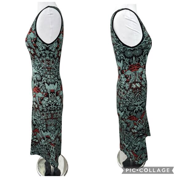 Peruvian Connection Pima Cotton Sleeveless Knit Jacquard Midi Dress Size XS - Picture 10 of 14